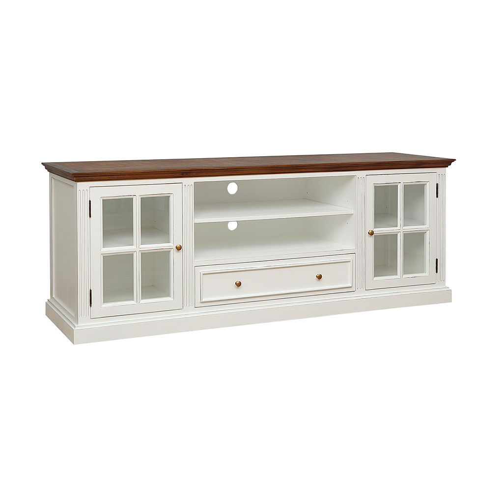 JERZY - TV stand L180 - Brocante white and Washed antic