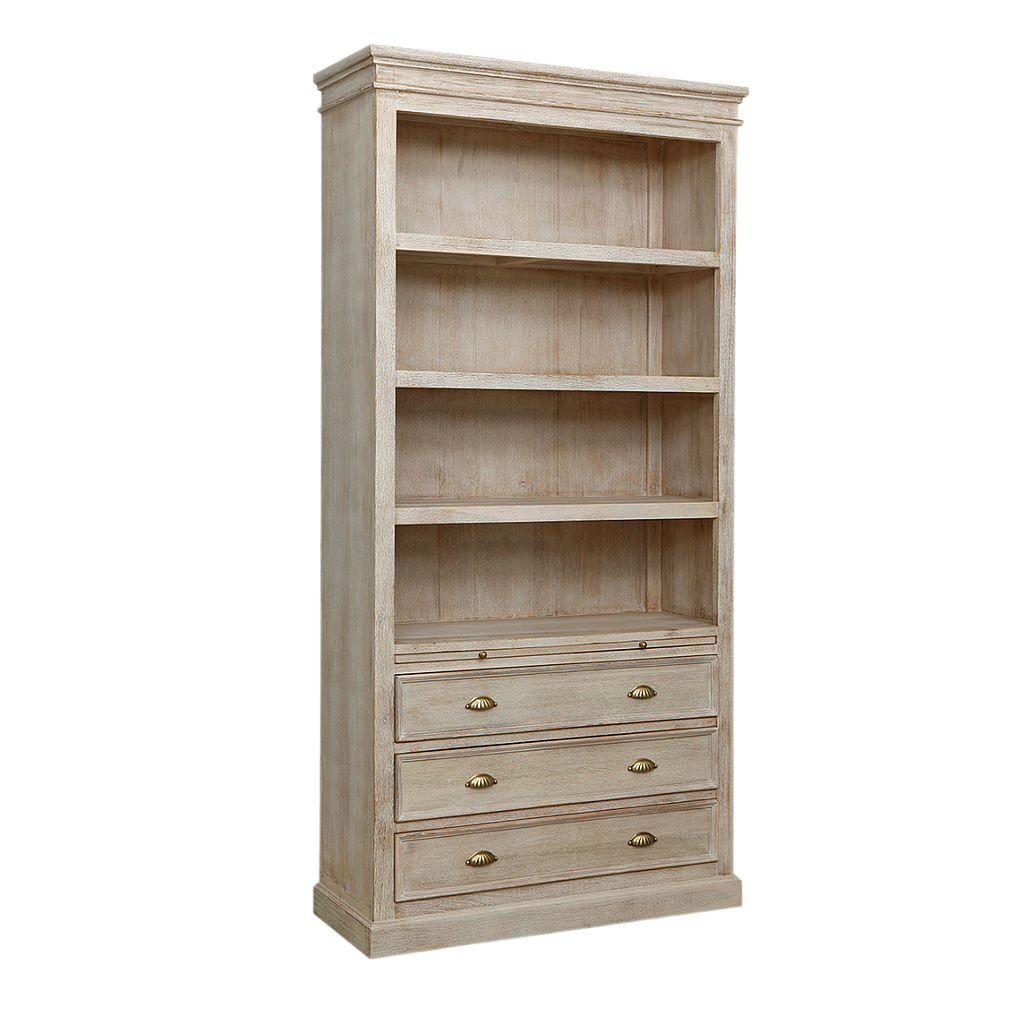 CALANQUE - Bookcase L103 x H210 - Whitened acacia