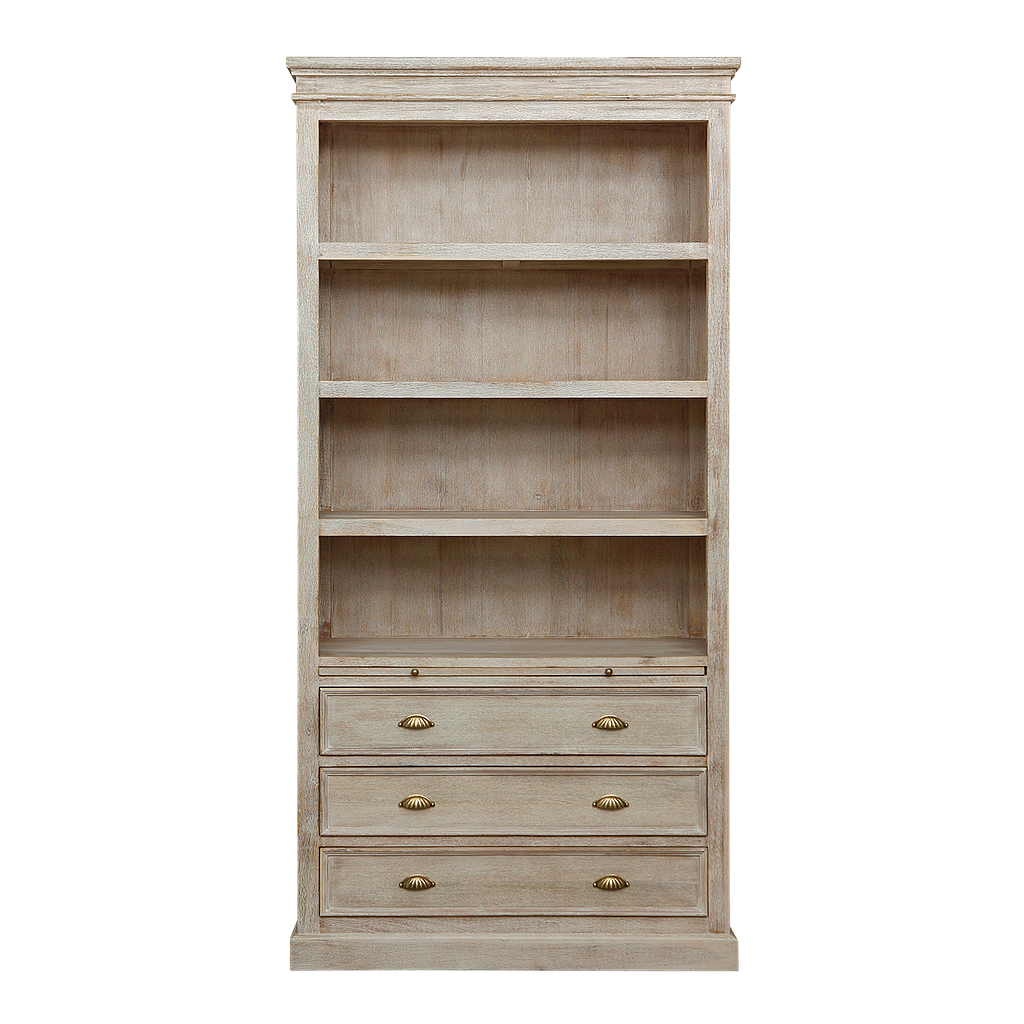 CALANQUE - Bookcase L103 x H210 - Whitened acacia