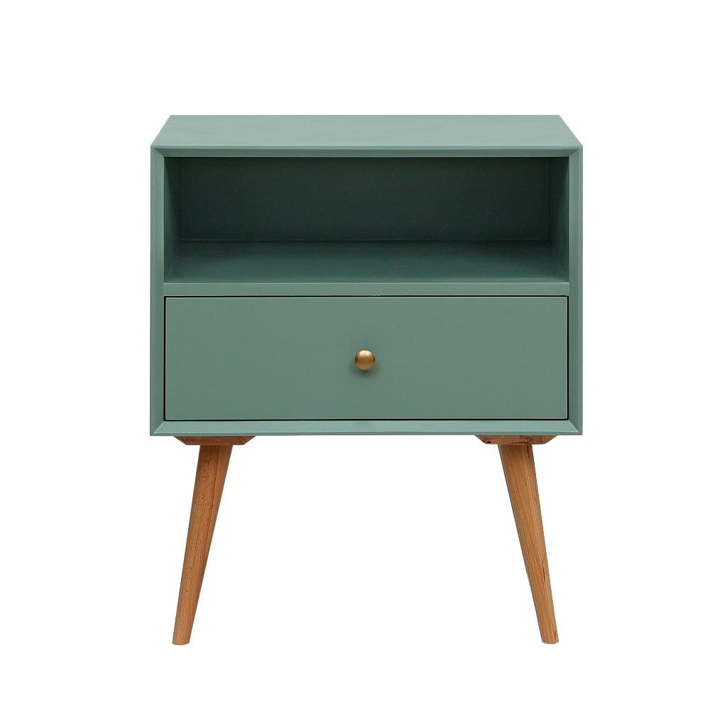 NESSIE - Bedside table H60 - Mint and natural beech