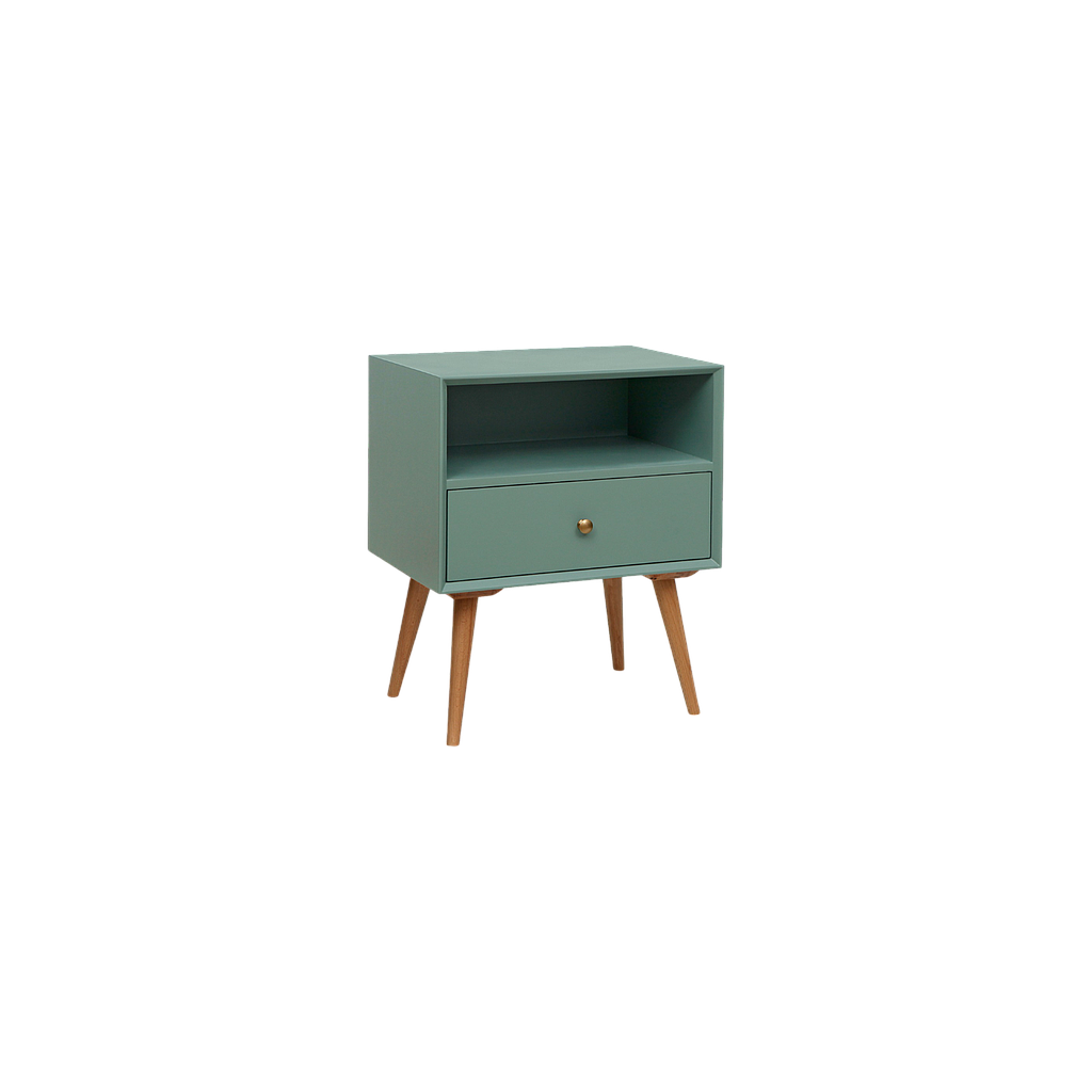 NESSIE - Bedside table H60 - Mint and natural beech