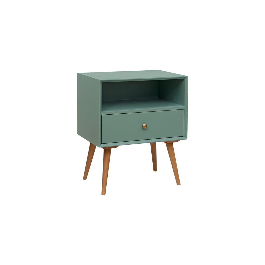 NESSIE - Bedside table H60 - Mint and natural beech