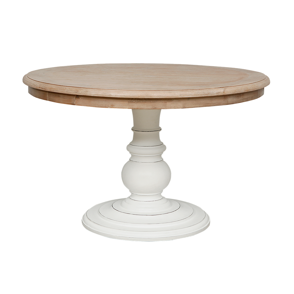 ALISSON - Dining table Diam.120 - Brocante white and Toffee