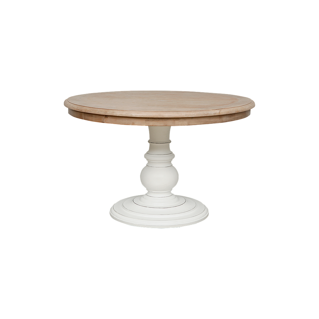 ALISSON - Dining table Diam.120 - Brocante white and Toffee