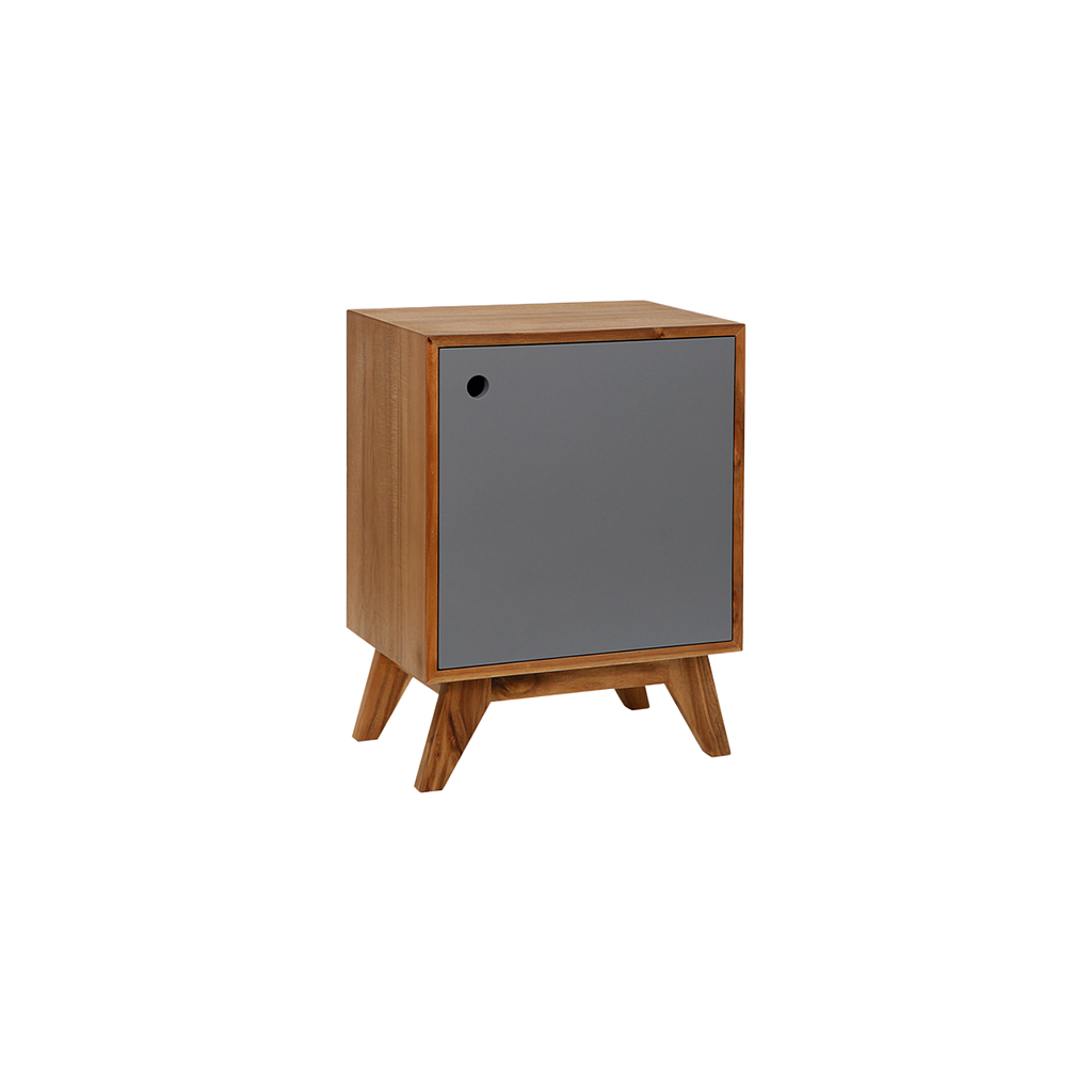 OLENA - Bedside table H60 - Natural acacia and pearl grey