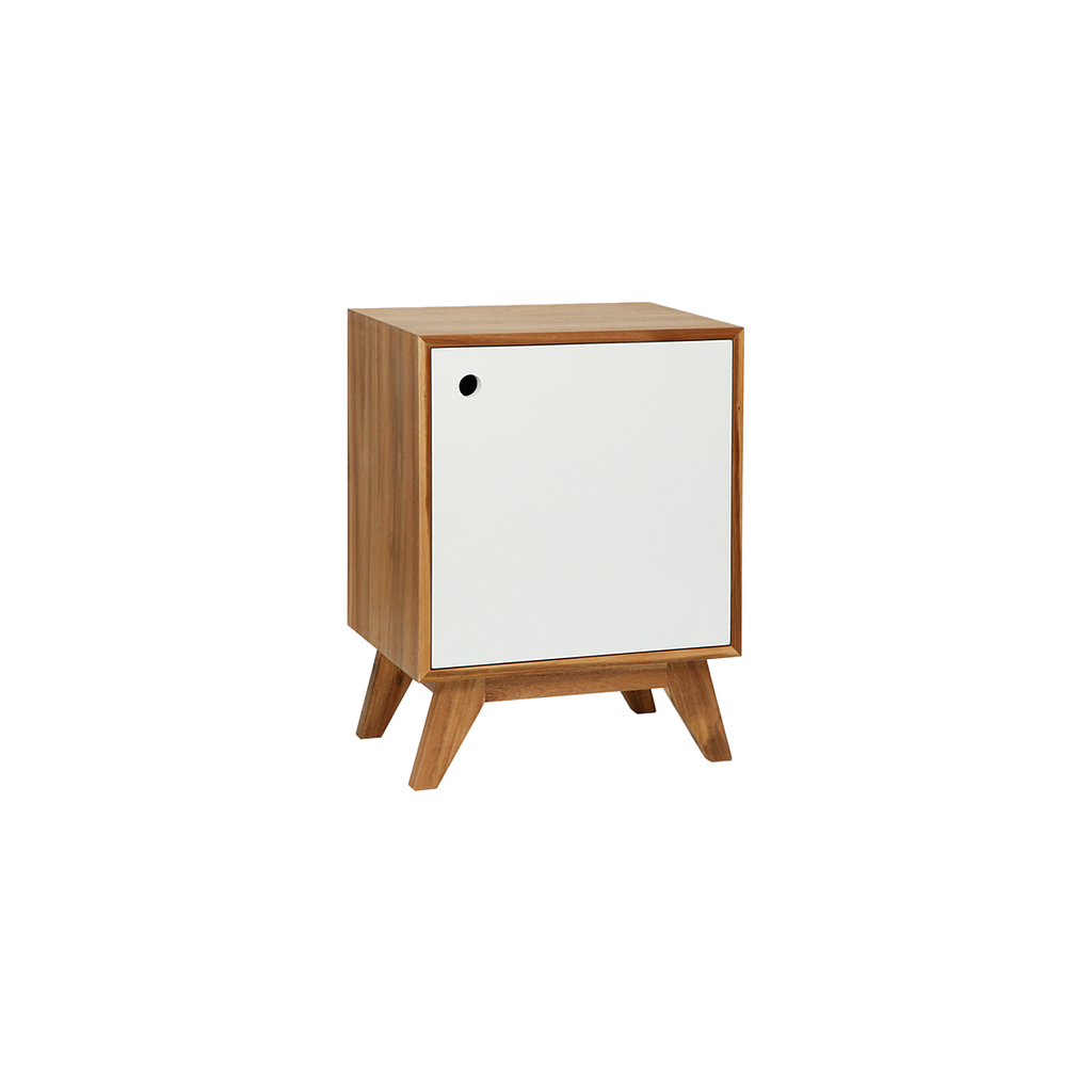 OLENA - Bedside table H60 - Natural acacia and white