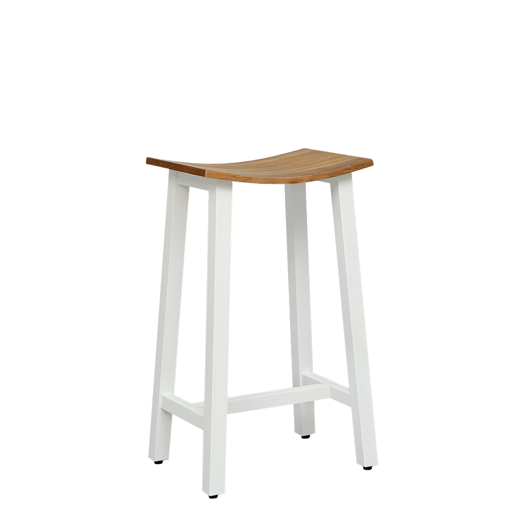 LOAN - Stool H65 - Brushed white and Natural acacia