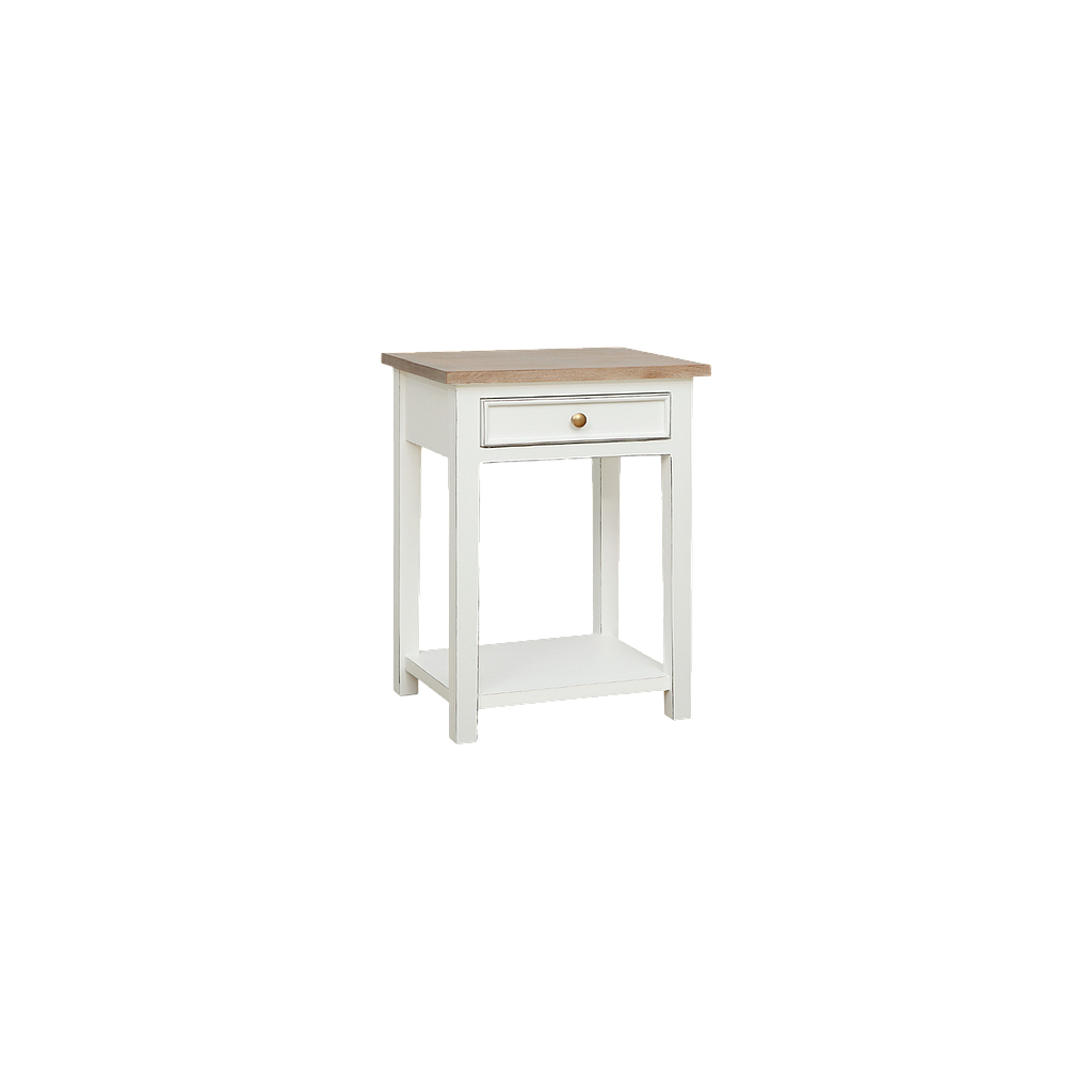 ALES - Bedside table H60 - Brocante white and Toffee