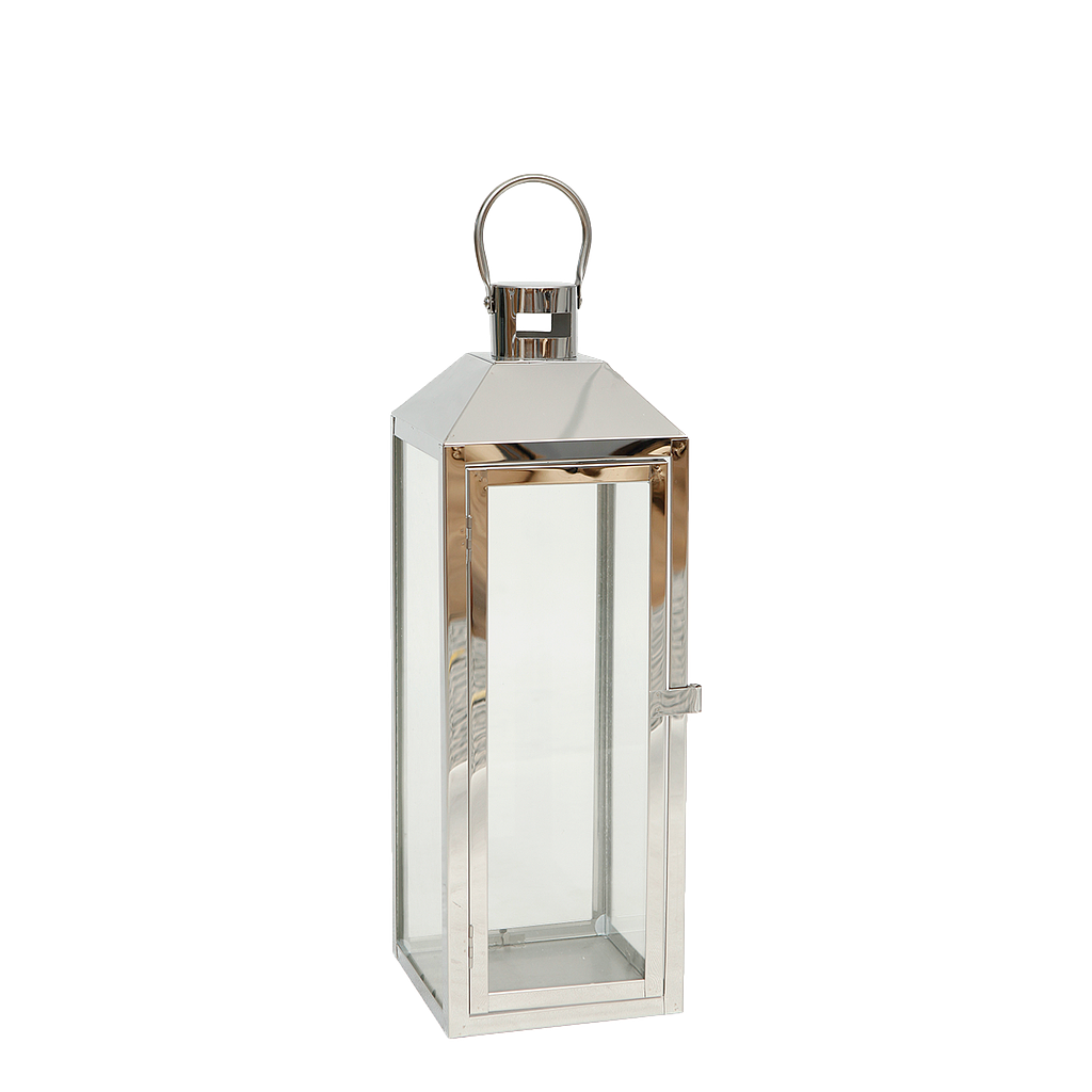 CECILE - Metal lantern H40 - Silver