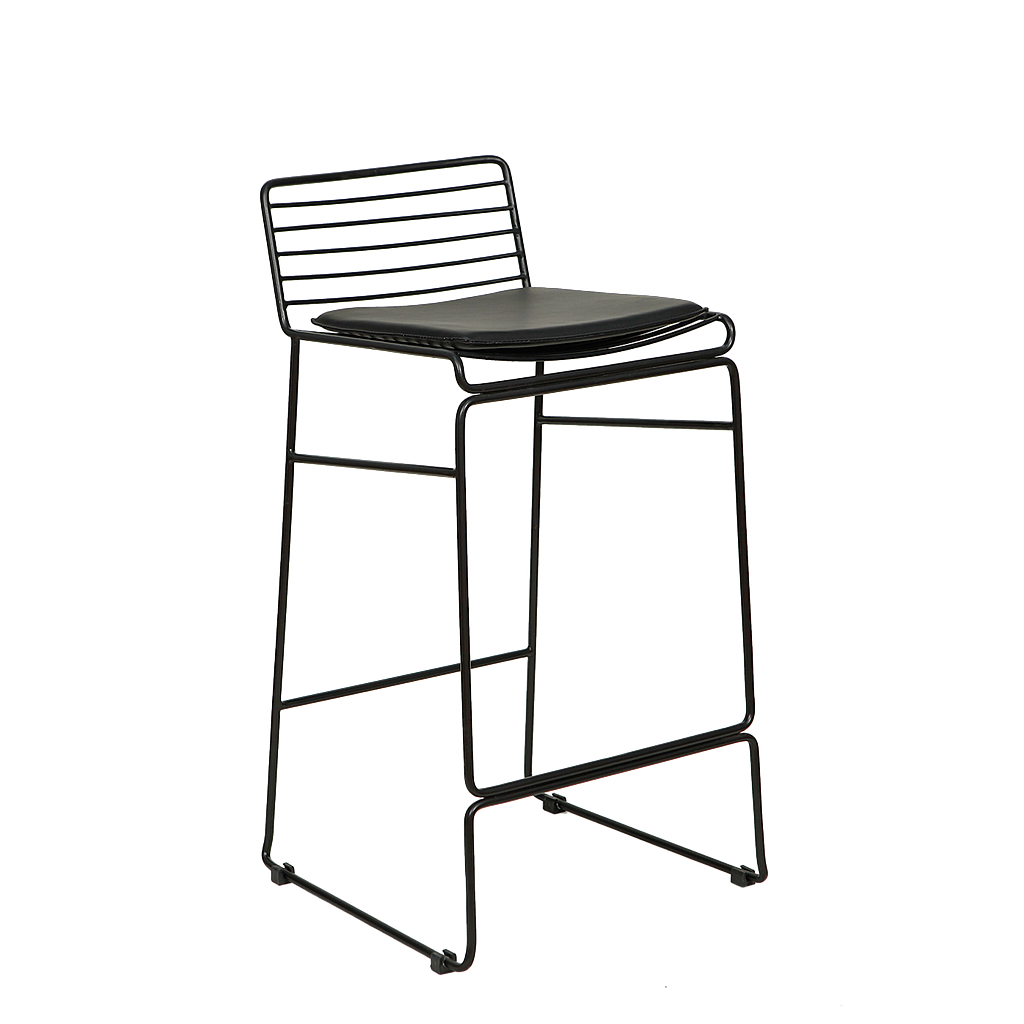 WIRE - Bar chair H92 - Vintage anthracite and Black cushion