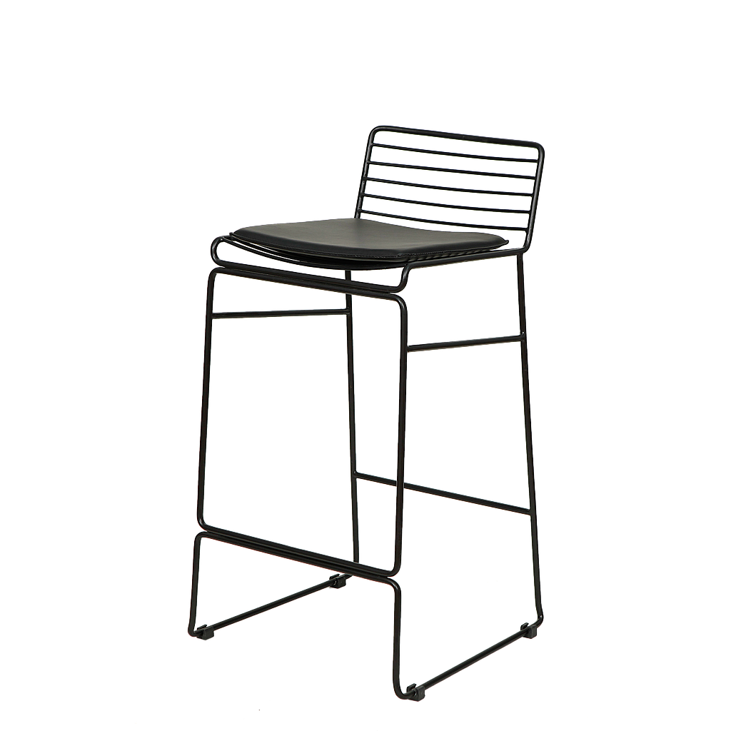 WIRE - Bar chair H92 - Vintage anthracite and Black cushion