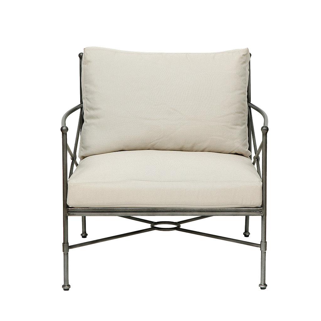 THYRA - Patio armchair L80 - Vintage silver and Off-white cushion