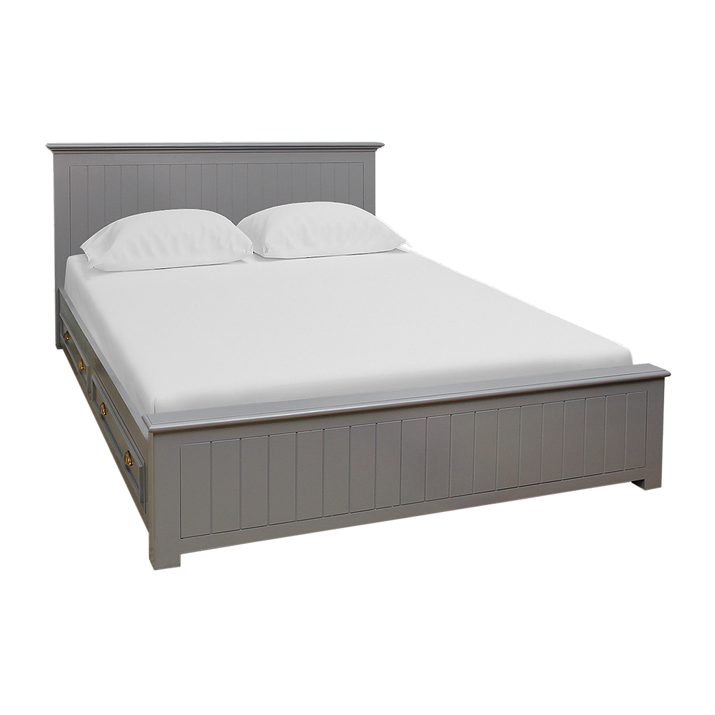 NEIL - Queen size bed 160x200 - Pearl grey / 4-drawers