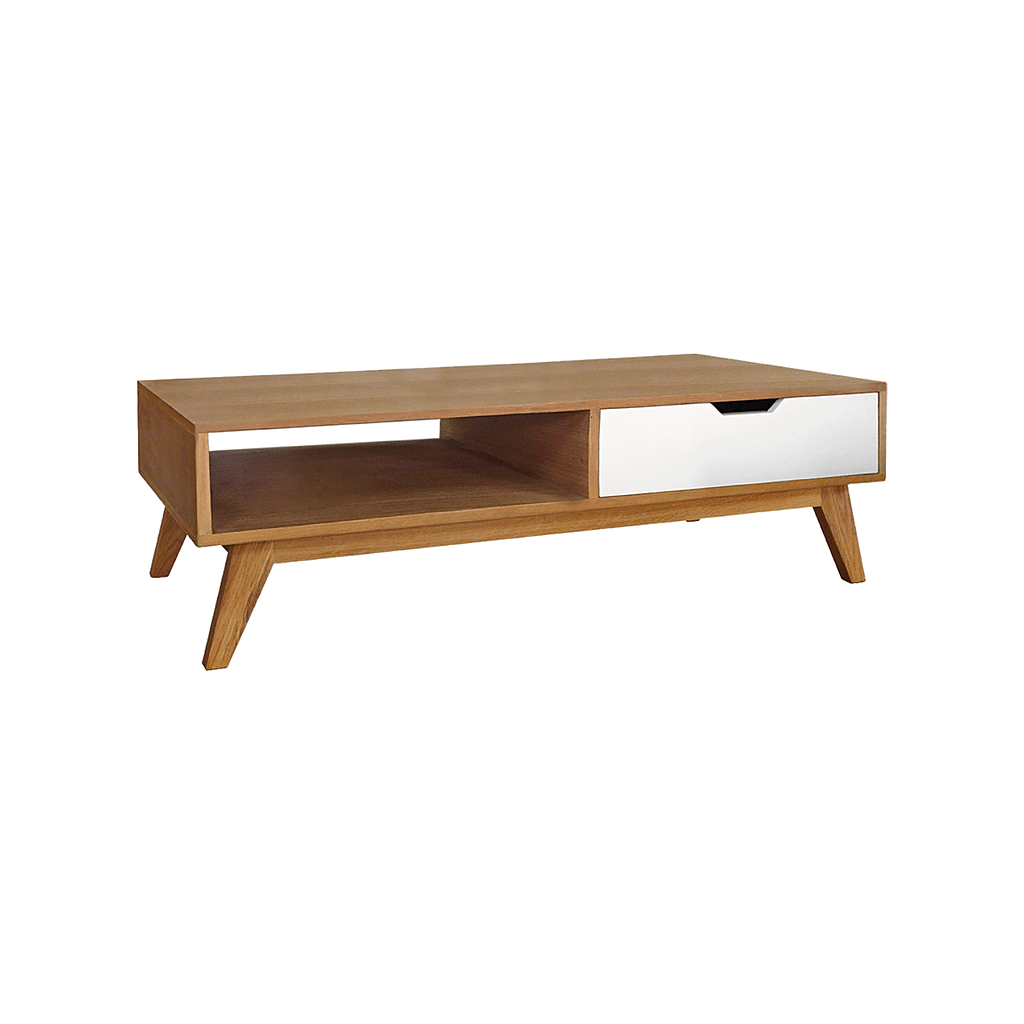 OSLO - Coffee table L120 x W60 - Natural oak and White lacquer