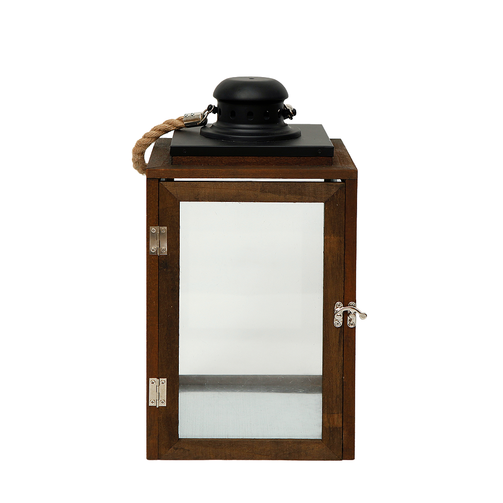 SHARBY - Wooden and metal lantern H38 - Walnut and black