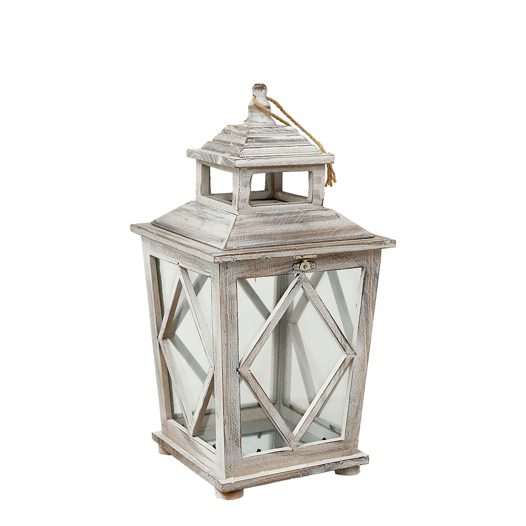 SCHOEN - Wooden lantern H40 - Patina brown