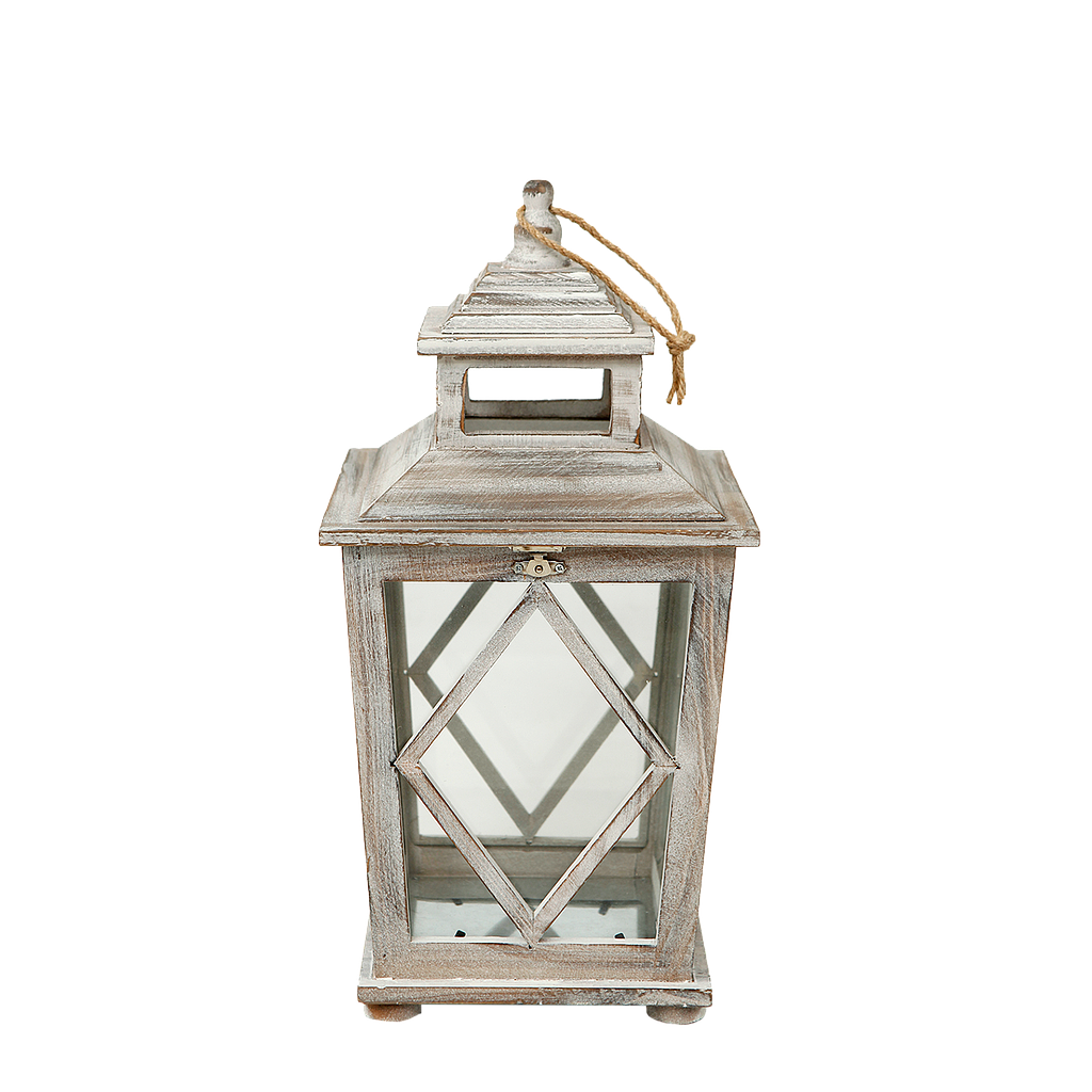 SCHOEN - Wooden lantern H40 - Patina brown