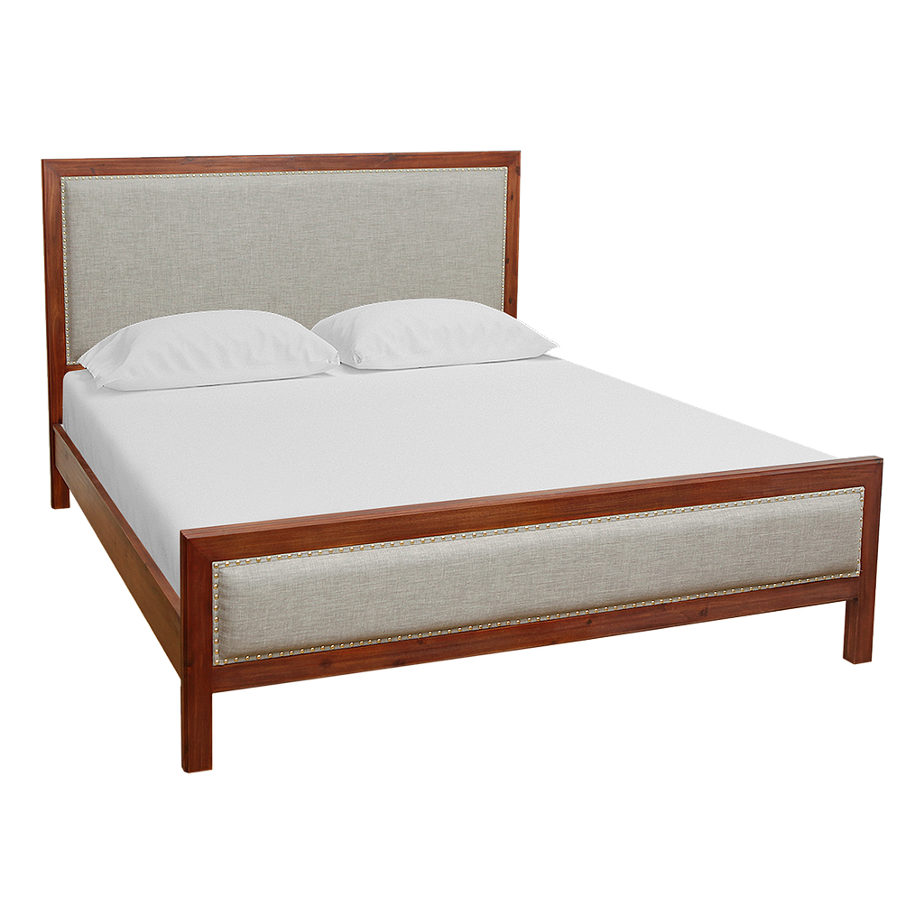 TIMEO - King size bed 180x200 - Washed antic and Light grey