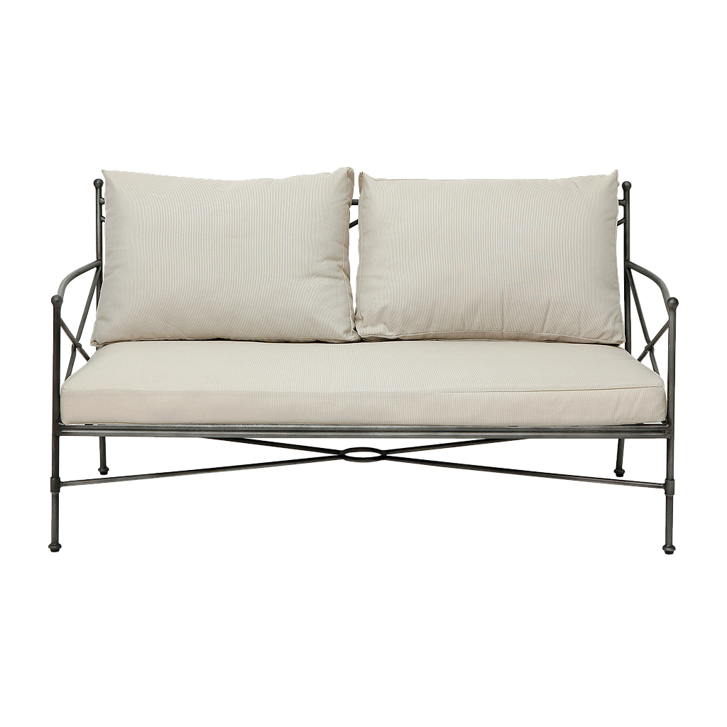 THYRA - Patio sofa 2-seater L148 - Vintage silver and Off-white cushion