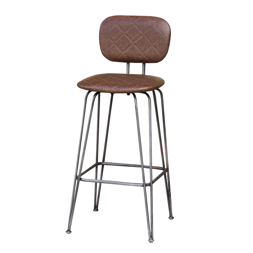 MARVIN - Bar chair H109 - Vintage silver and Brown cover