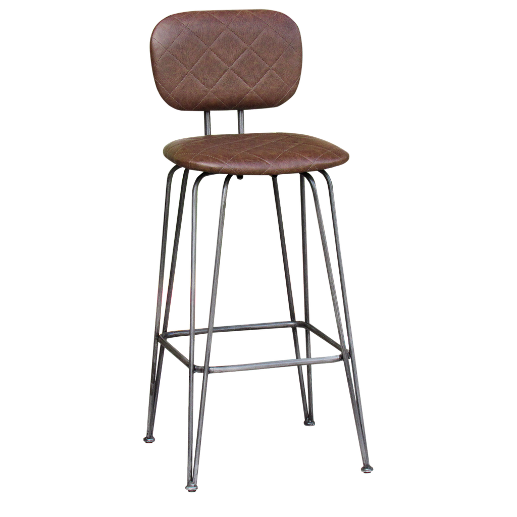 MARVIN - Bar chair H109 - Vintage silver and Brown cover