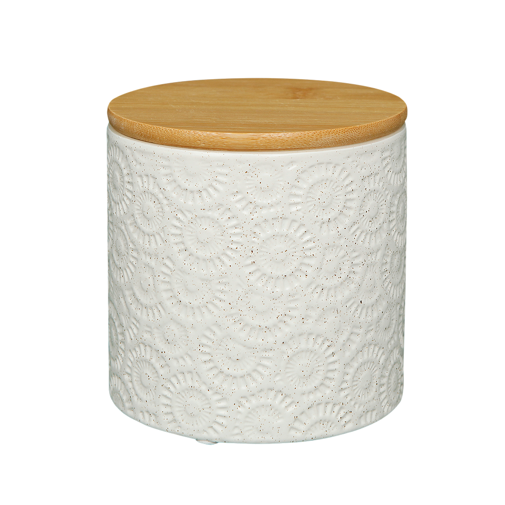 EFFIE - Ceramic jar H11 - White with bamboo lid