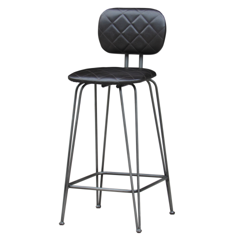 MARVIN - Bar chair H109 - Vintage silver and Black cover