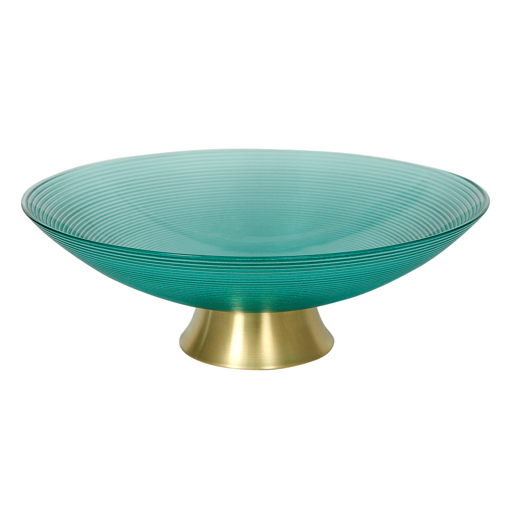 ORANT - Glass fruit bowl Diam.35 x H14 - Green and Gold