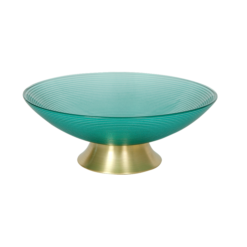 ORANT - Glass fruit bowl Diam.25 x H10 - Green and Gold