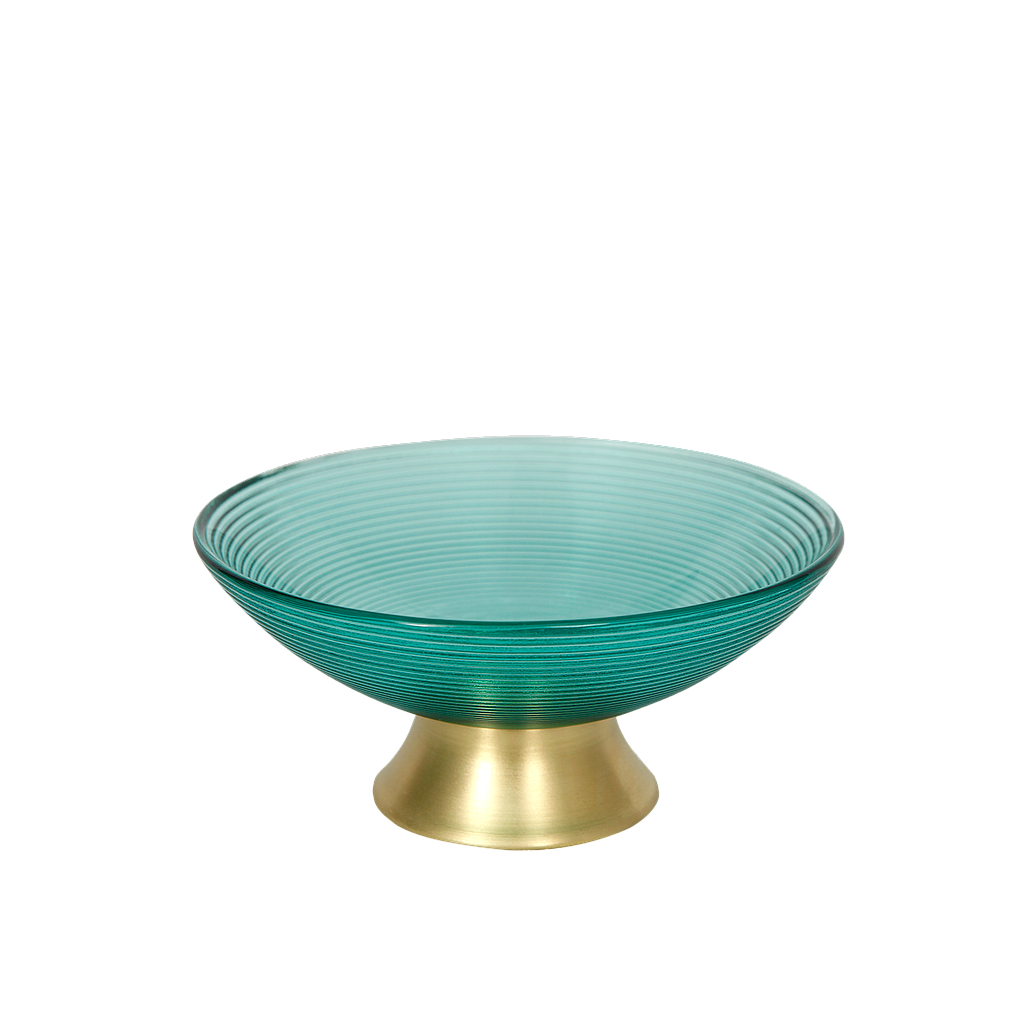 ORANT - Glass fruit bowl Diam.15 x H7 - Green and Gold