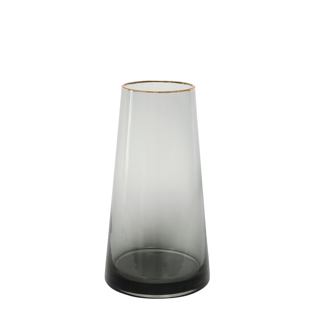 BLEUET - Glass vase H22 - Grey with gold lining