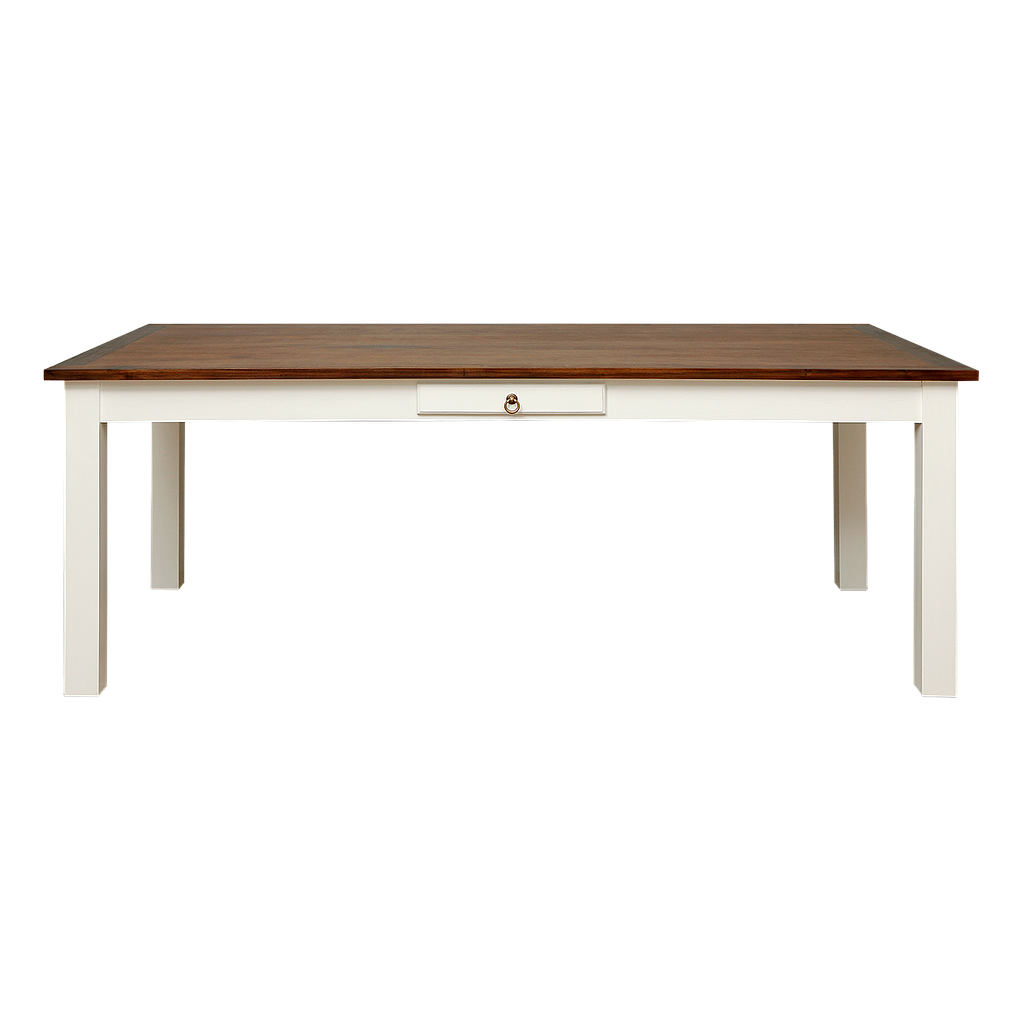 MALAGA - Dining table L200 x W100 - Brushed white and Washed antic