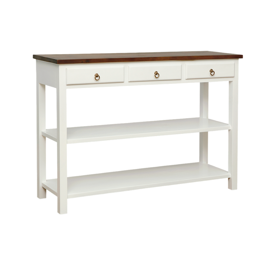 ALEX - Console table L132 - Brushed white and Washed antic