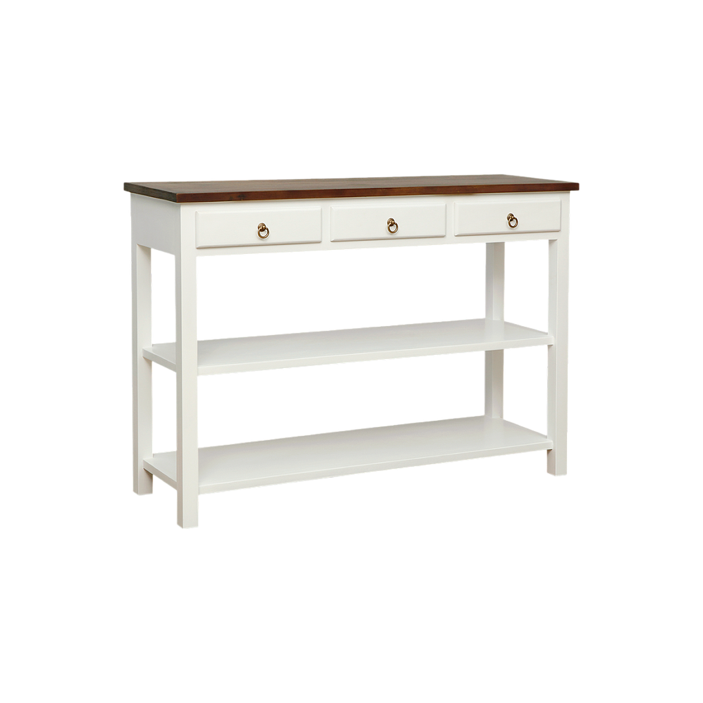 ALEX - Console table L132 - Brushed white and Washed antic