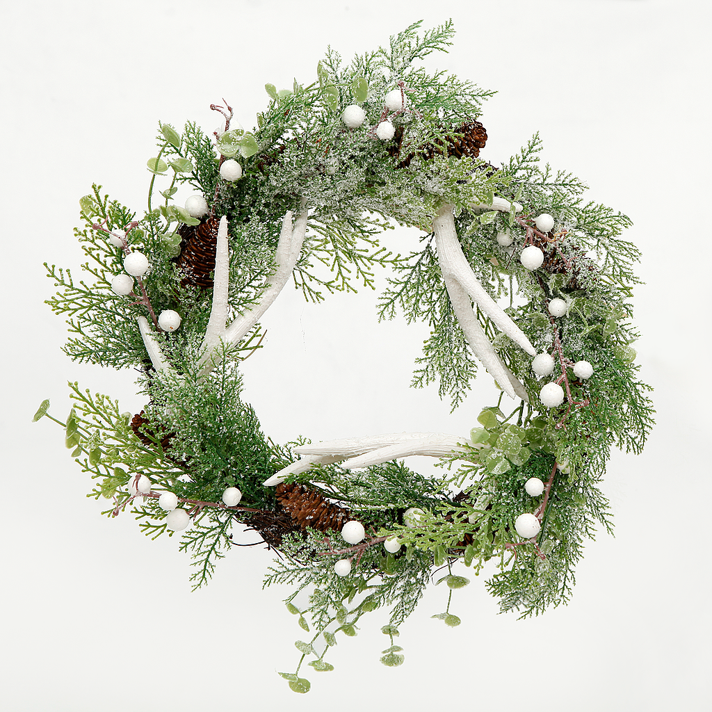 WINNIE - Wreath Diam.50 - Green &amp; White
