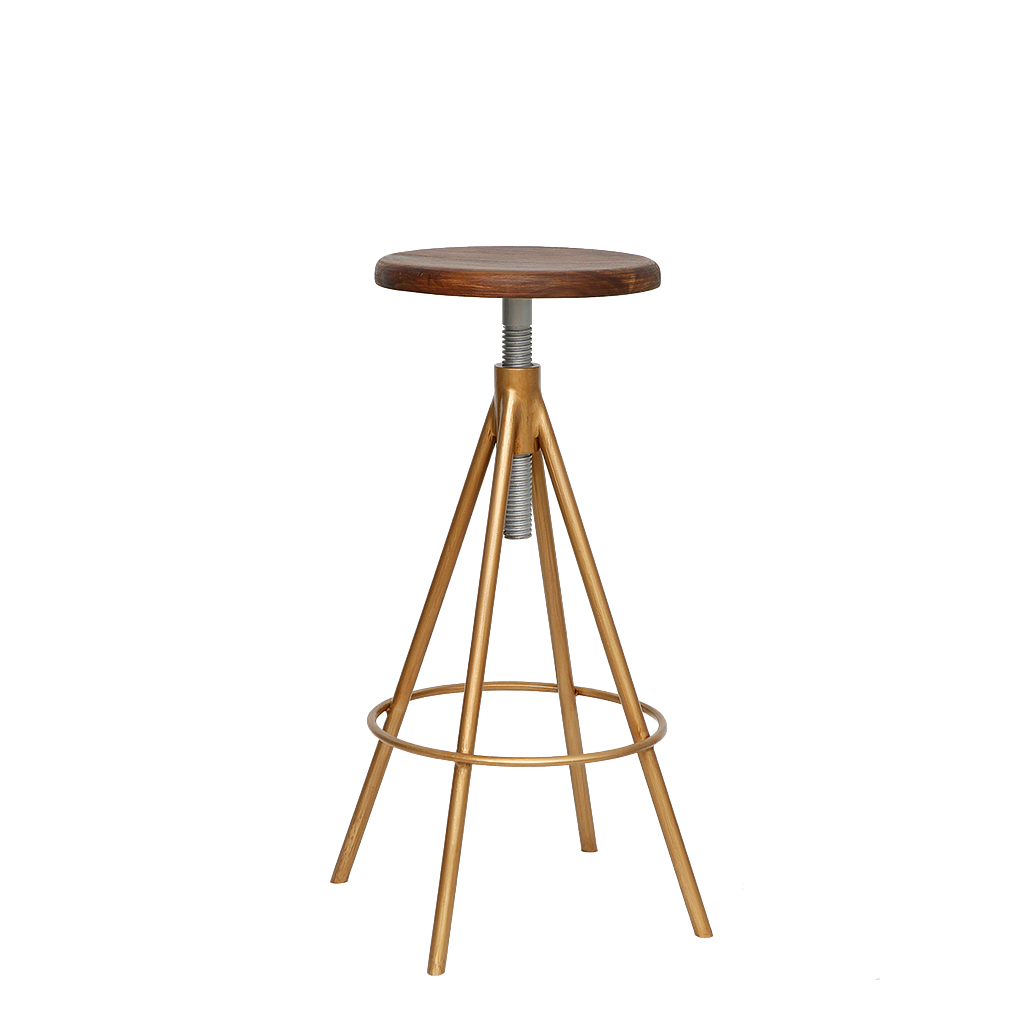 SCOTT - Adjustable bar stool H75/85 - Vintage brass and Washed antic