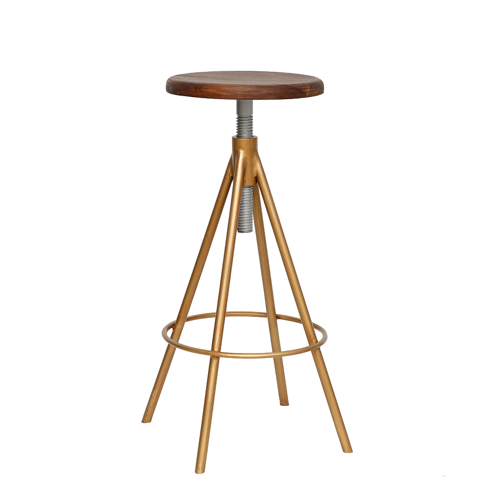 SCOTT - Adjustable bar stool H75/85 - Vintage brass and Washed antic