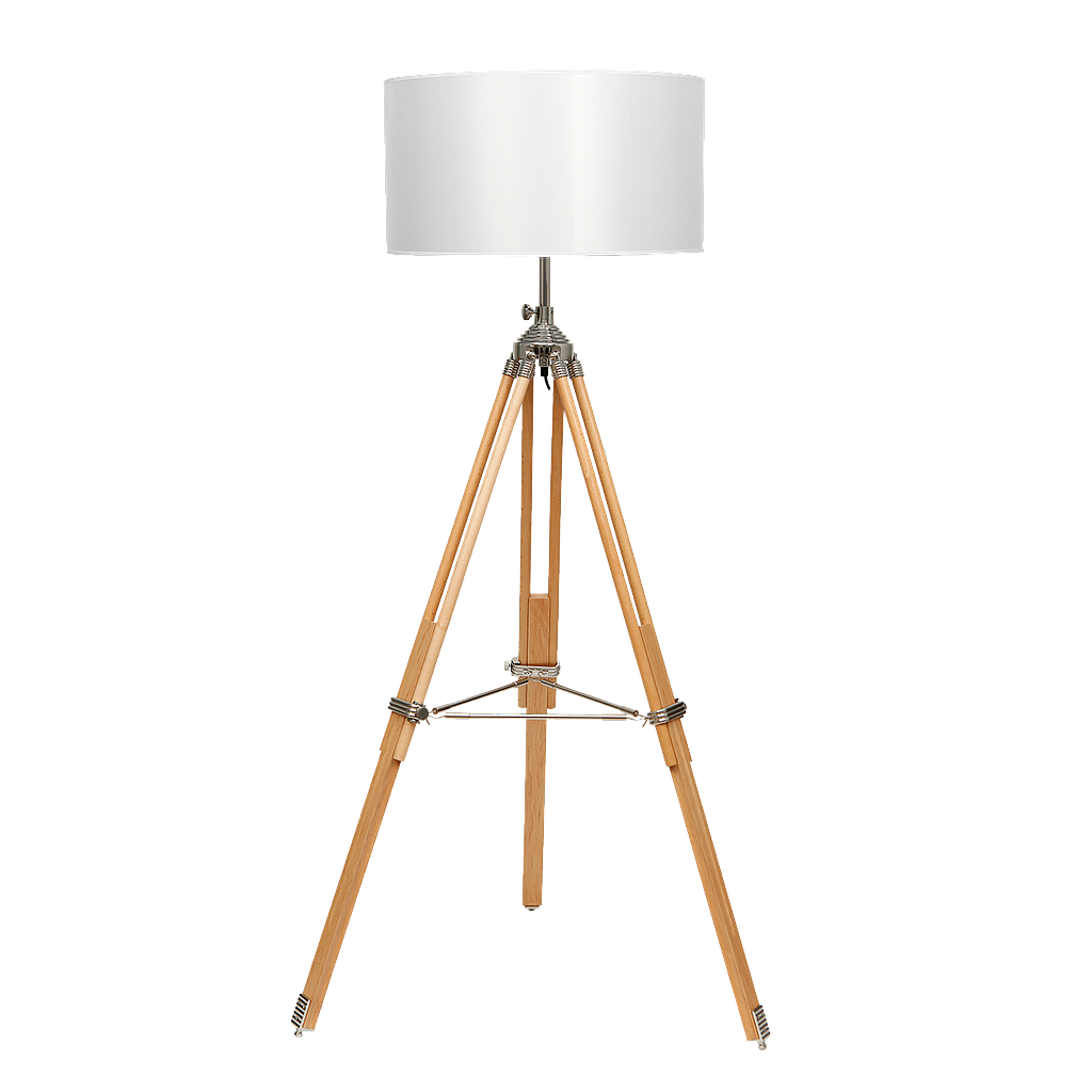 CHERELL - Tripod floor lamp H160 - Light wood and White
