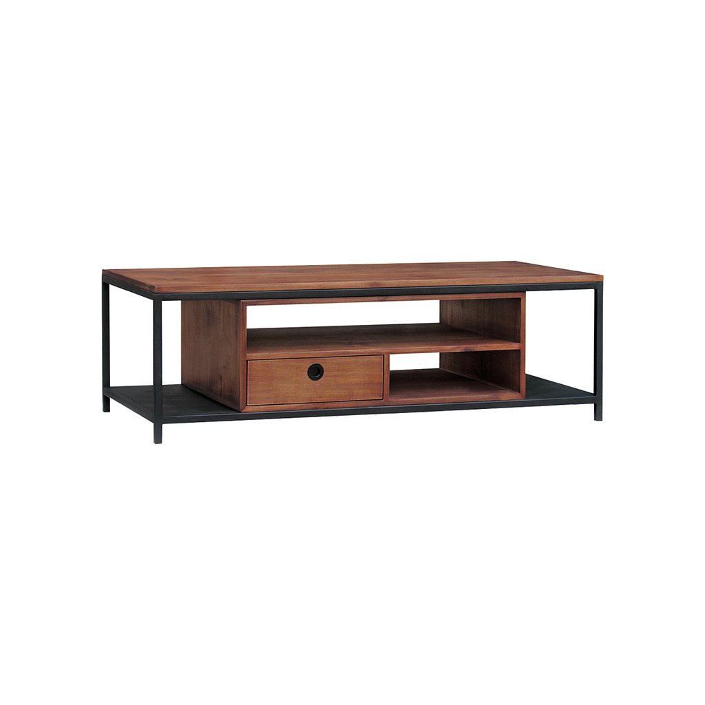 JOHNSON - Coffee table L125 x W60 - Matt black and Washed antic