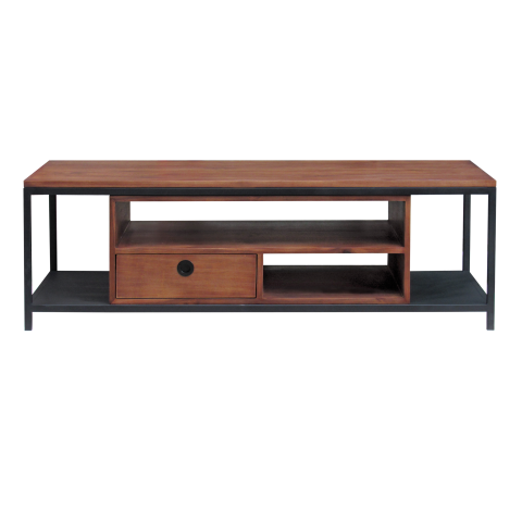 JOHNSON - Coffee table L125 x H40 - Matt black and Washed antic