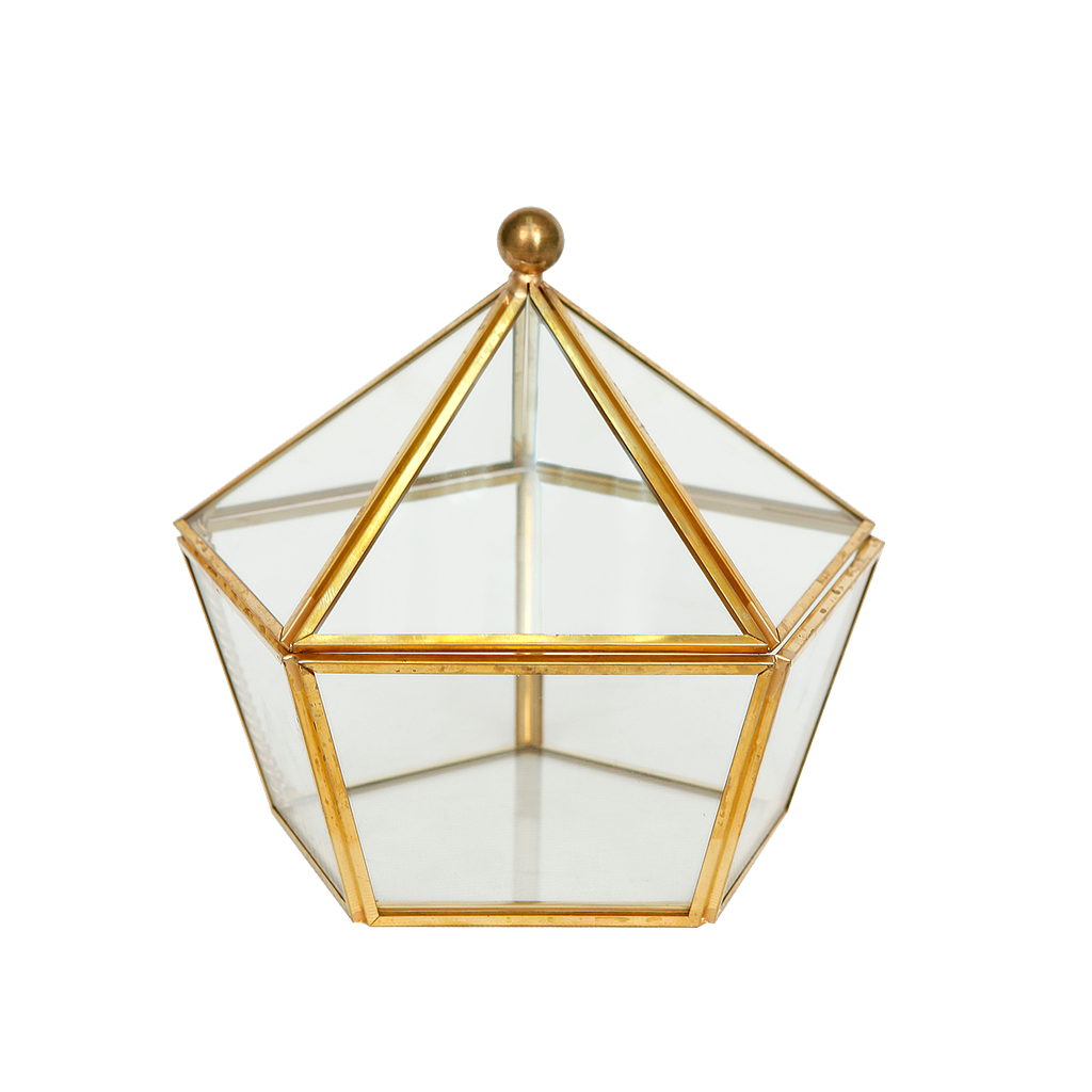 SARAH - Metal and glass jewellery box L16 x H17 - Gold