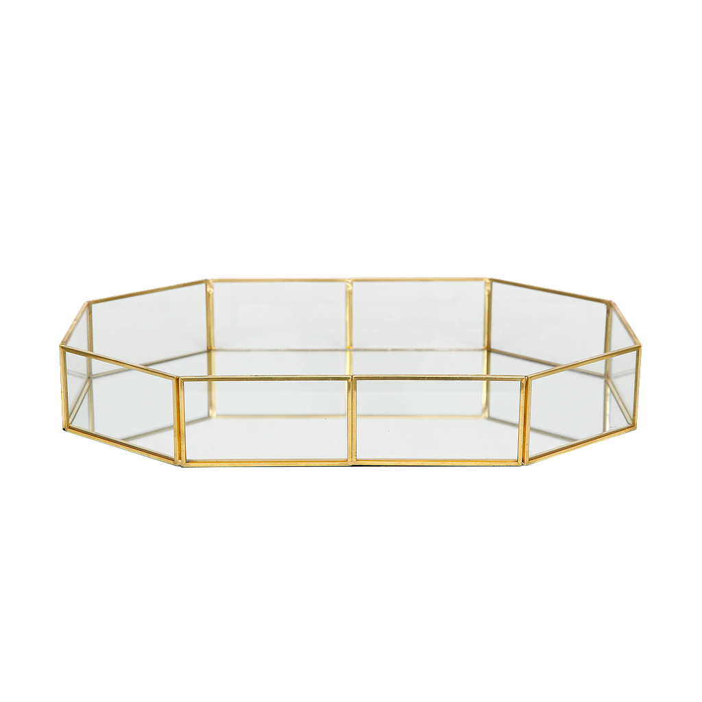 SARAH - Metal and glass jewellery tray L32 x W22 - Gold