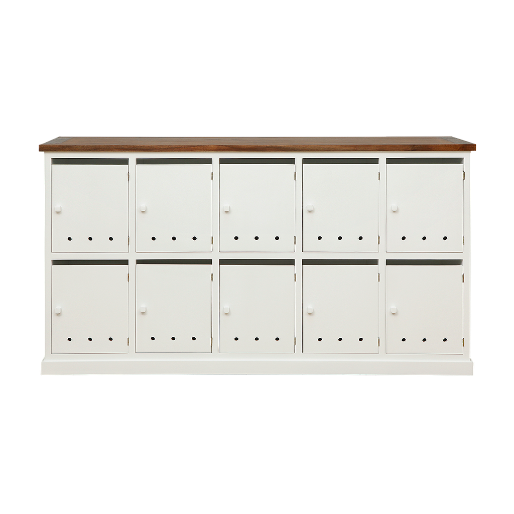 NAMUR - Shoe cabinet L158 x H85 - Brushed white and washed antic
