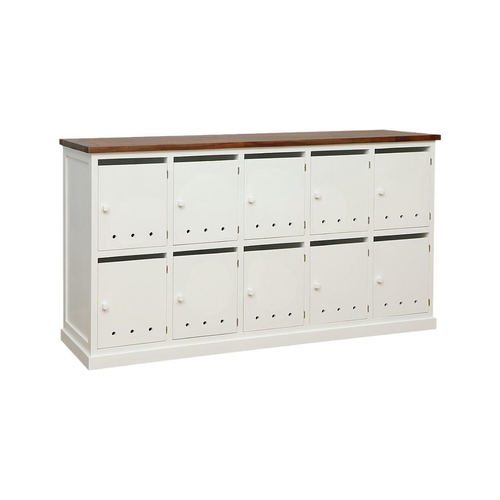 NAMUR - Shoe cabinet L158 x H85 - Brushed white and washed antic