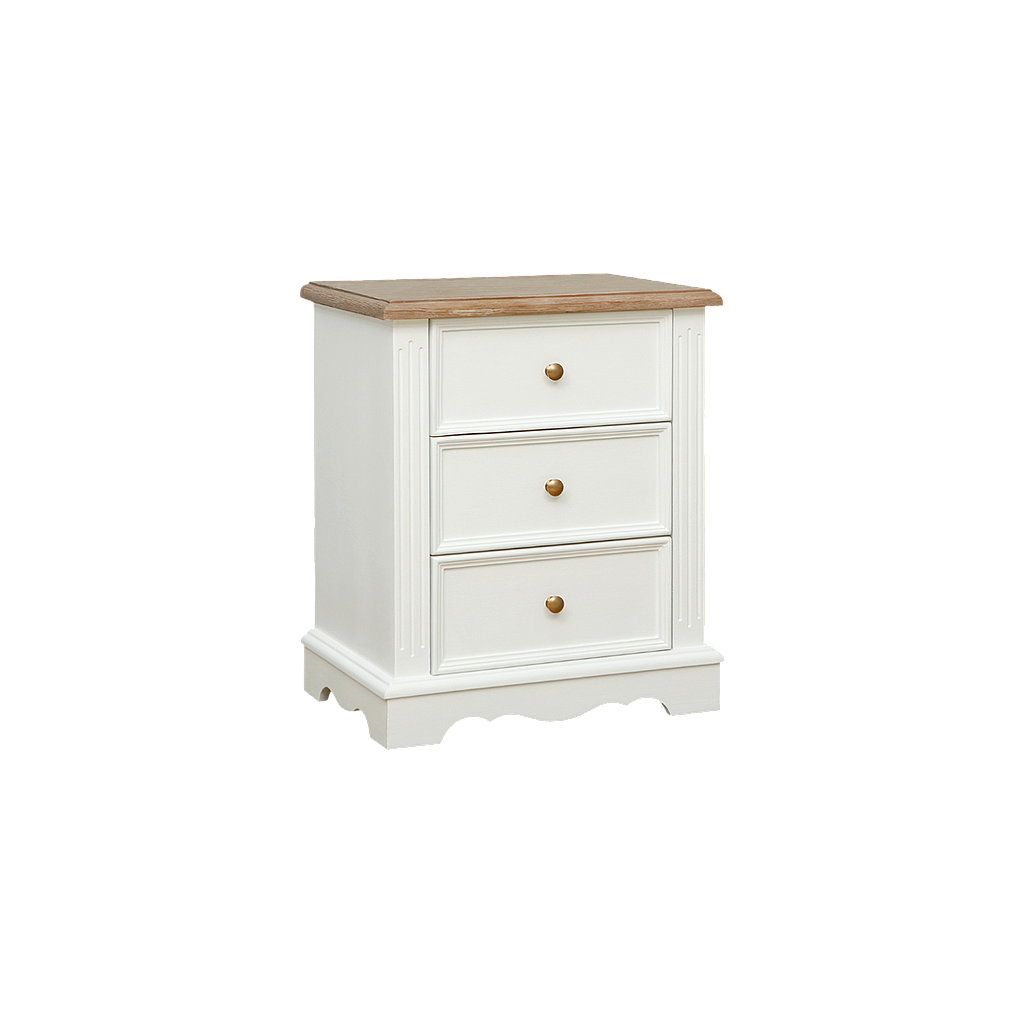 HELENA - Bedside table H60 - Brushed white and Toffee