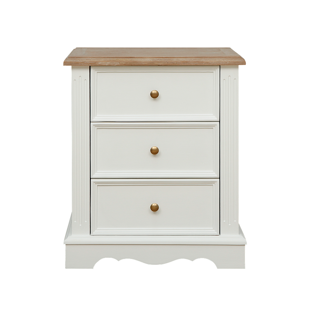 HELENA - Bedside table H60 - Brushed white and Toffee