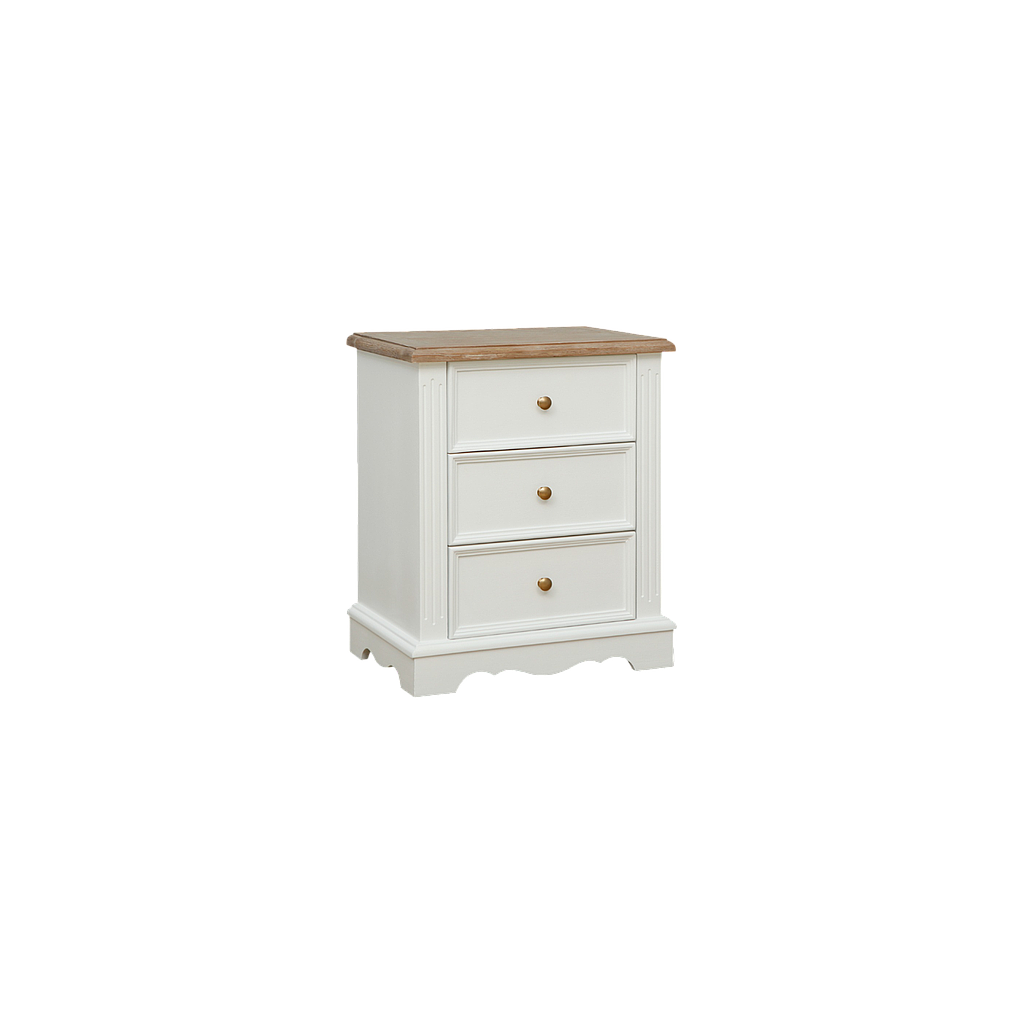 HELENA - Bedside table H60 - Brushed white and Toffee