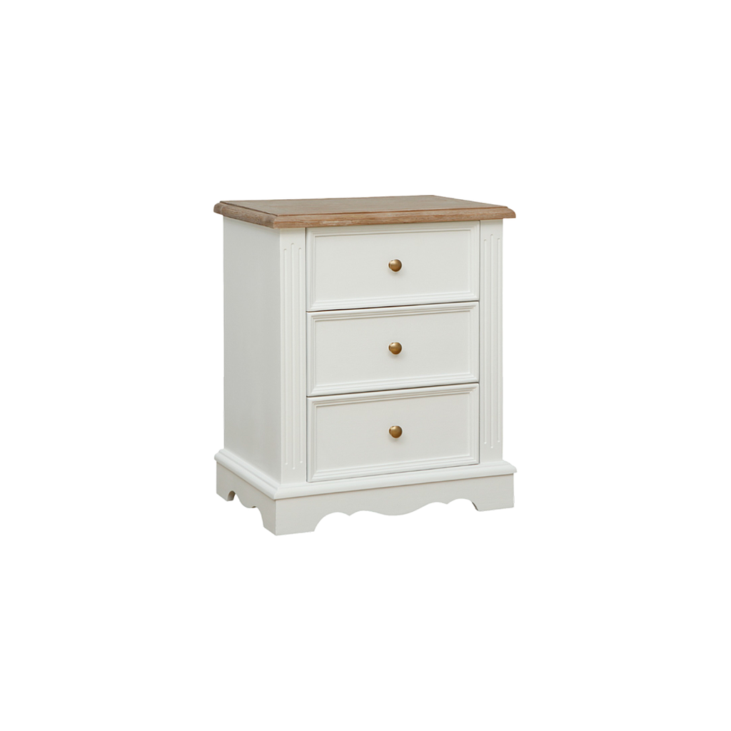 HELENA - Bedside table H60 - Brushed white and Toffee