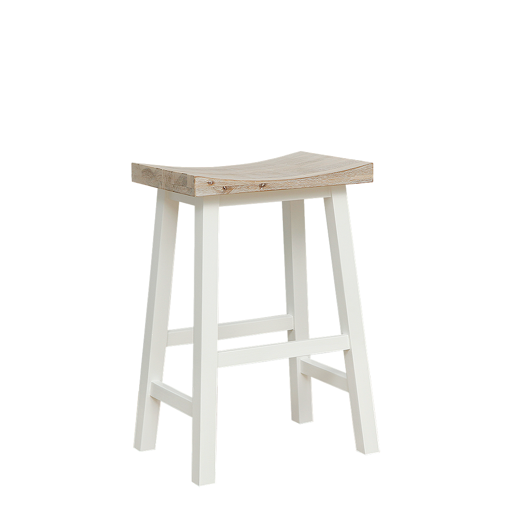 WALDAU - Wooden stool H60 - Brushed white and Whitened acacia