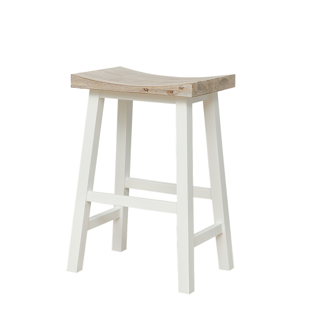 WALDAU - Wooden stool H60 - Brused white and Whitened acacia